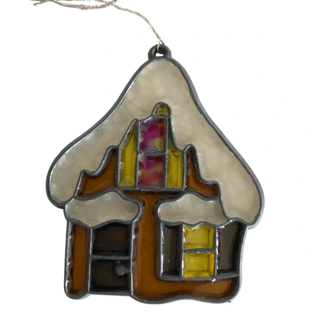 VINTAGE 80s 90s Lot of 8 Stained Glass Style Suncatcher Christmas Ornaments